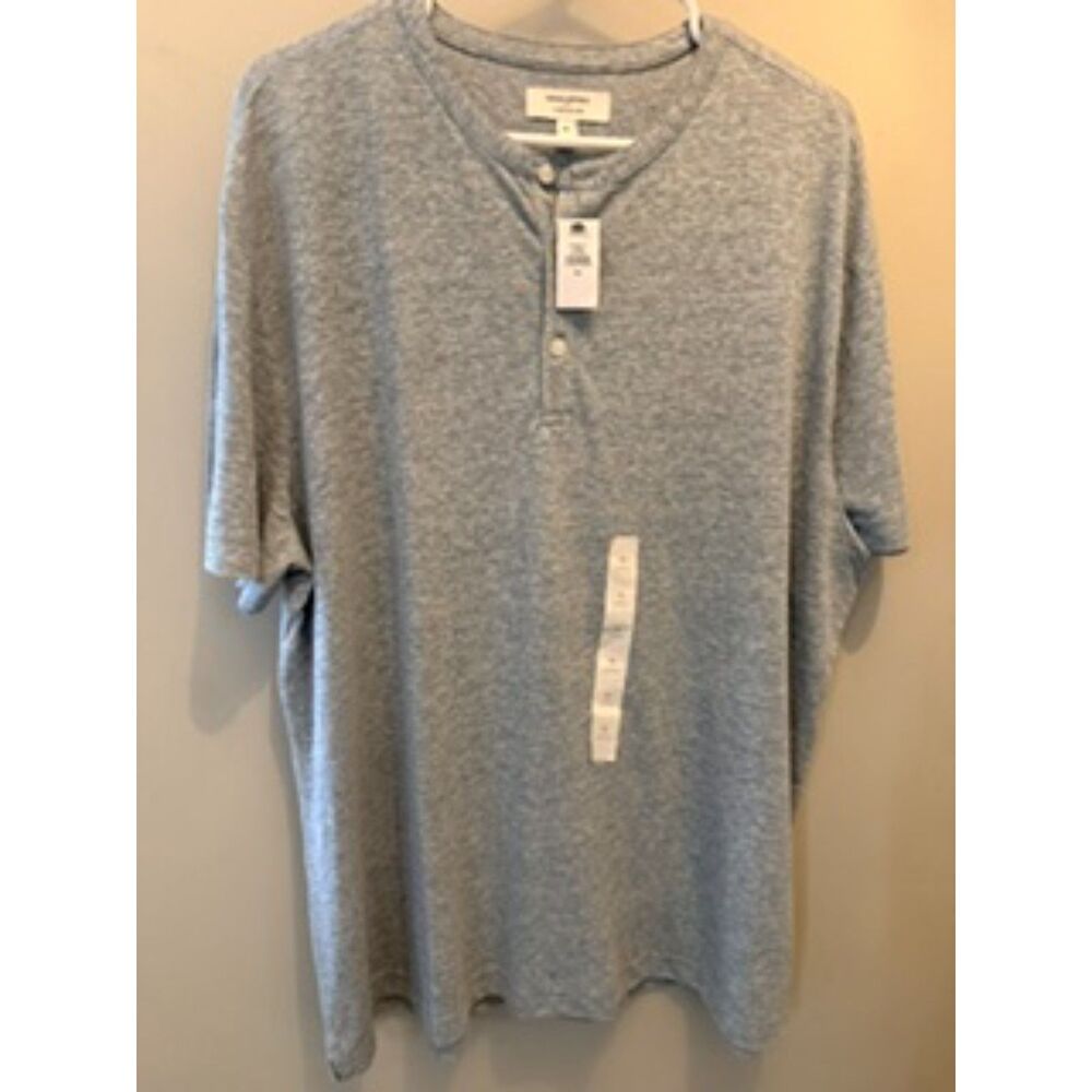 Banana Republic Men’s XL Linen Blend Henley Shirt Gray Short Sleeve NWT